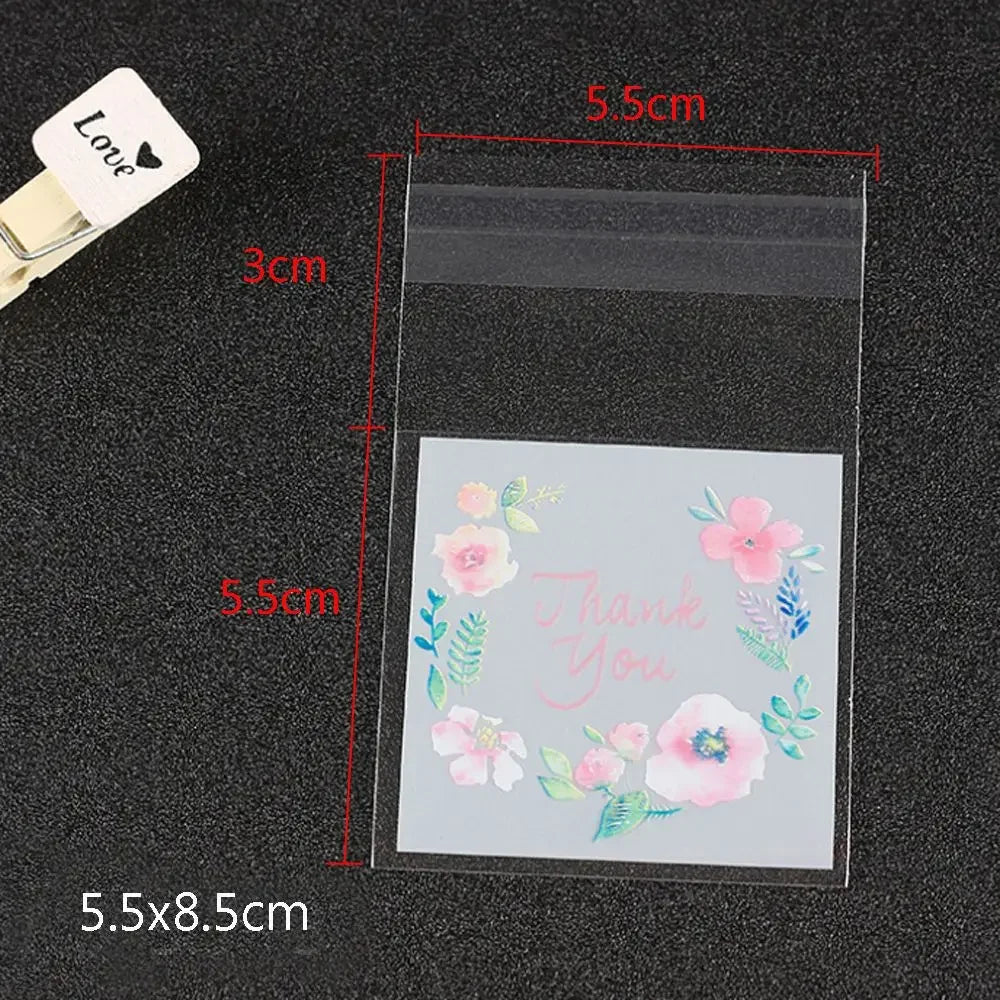 Self-Adhesive Cookie & Candy Gift Bags – 100 Pcs Clear Plastic Baking Packaging Bags Axl