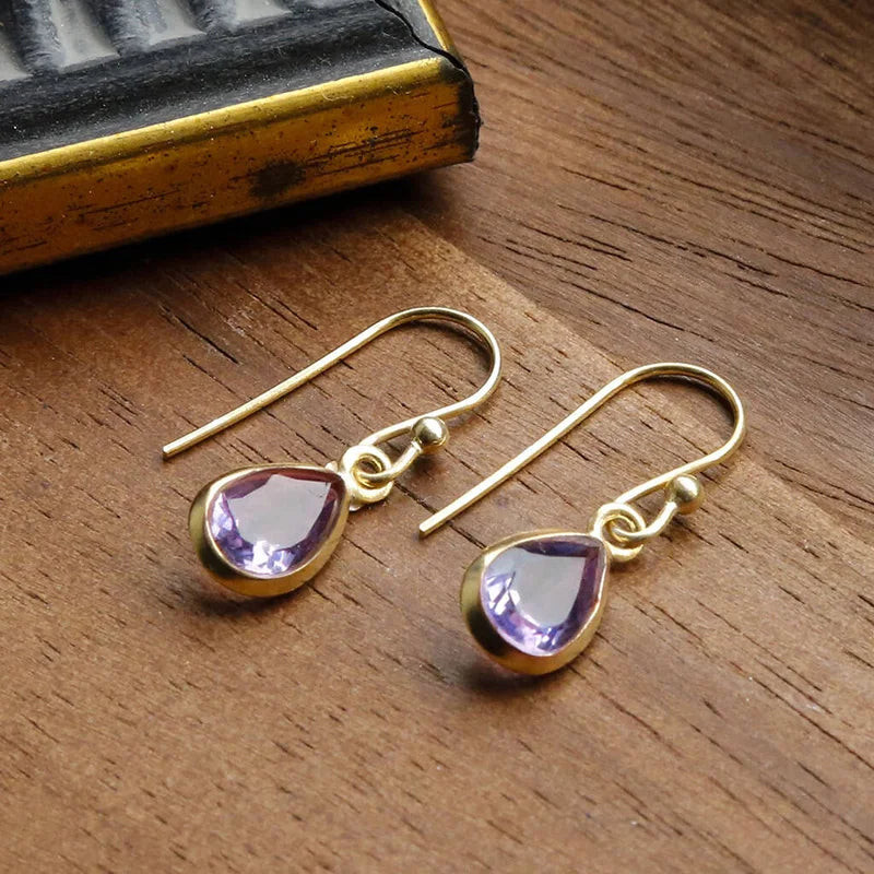 Huitan Purple Pear CZ Drop Earrings – Women's Fashion Jewelry Drop Earrings Axl