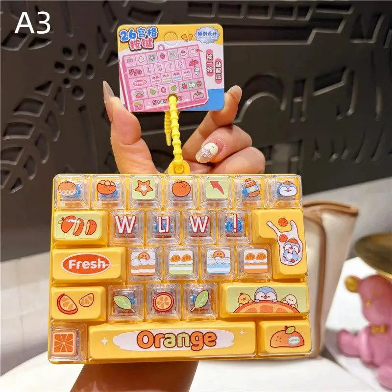Strawberry Fidget Keyboard Keychain – 26 Keys Clickable Toy Fidget Keychain Toy Axl A3