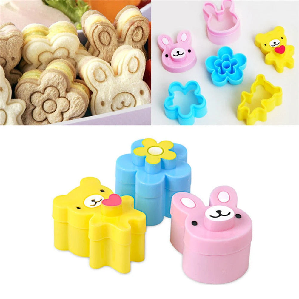 3-Piece Sandwich Crust Cutter Mold Set – Rabbit, Bear & Flower Sandwich Cutter Mold Axl