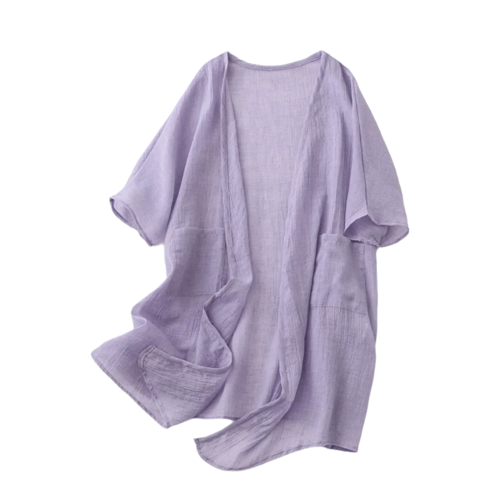 Women's Loose Open-Front Knit Cardigan – Summer Cover-Up Knit Cardigan Axl Purple L