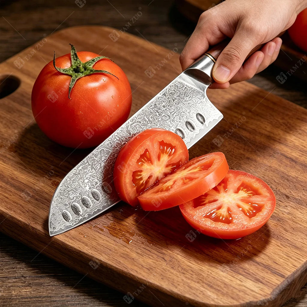 TAMZUO 67-Layer Damascus Steel Santoku Chef Knife Set Damascus Chef Knife Axl
