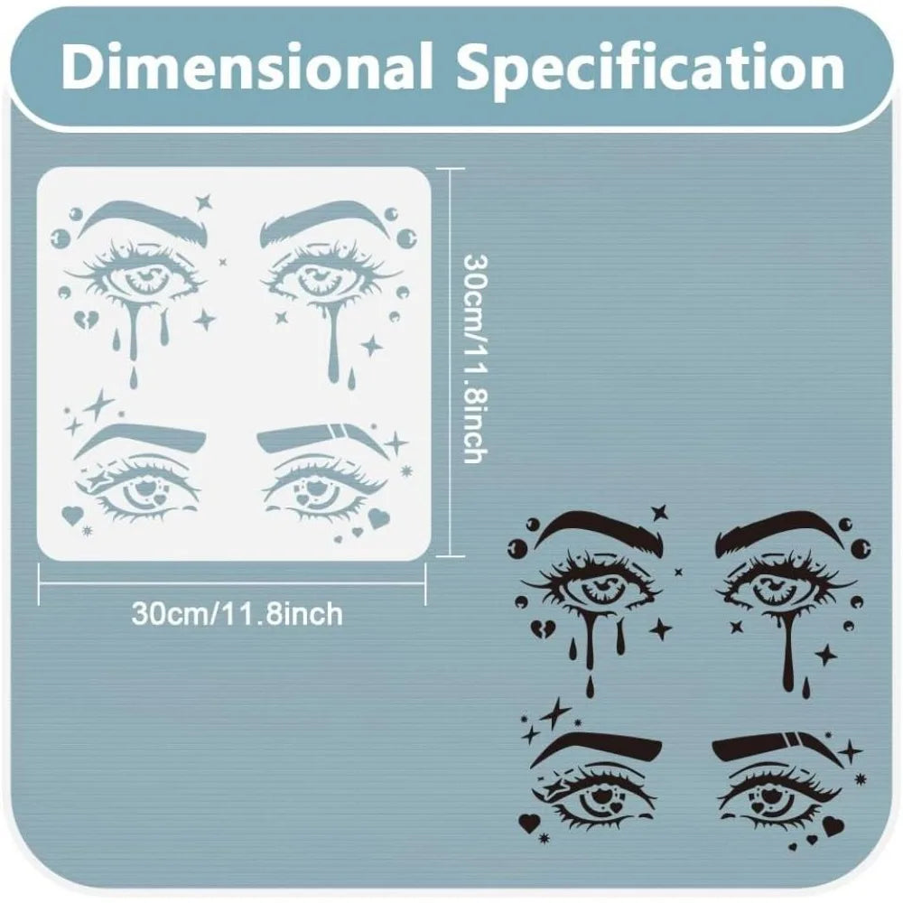 Reusable Eyes & Eyebrow Painting Stencil 11.8" – PET Template Craft Painting Stencil Axl