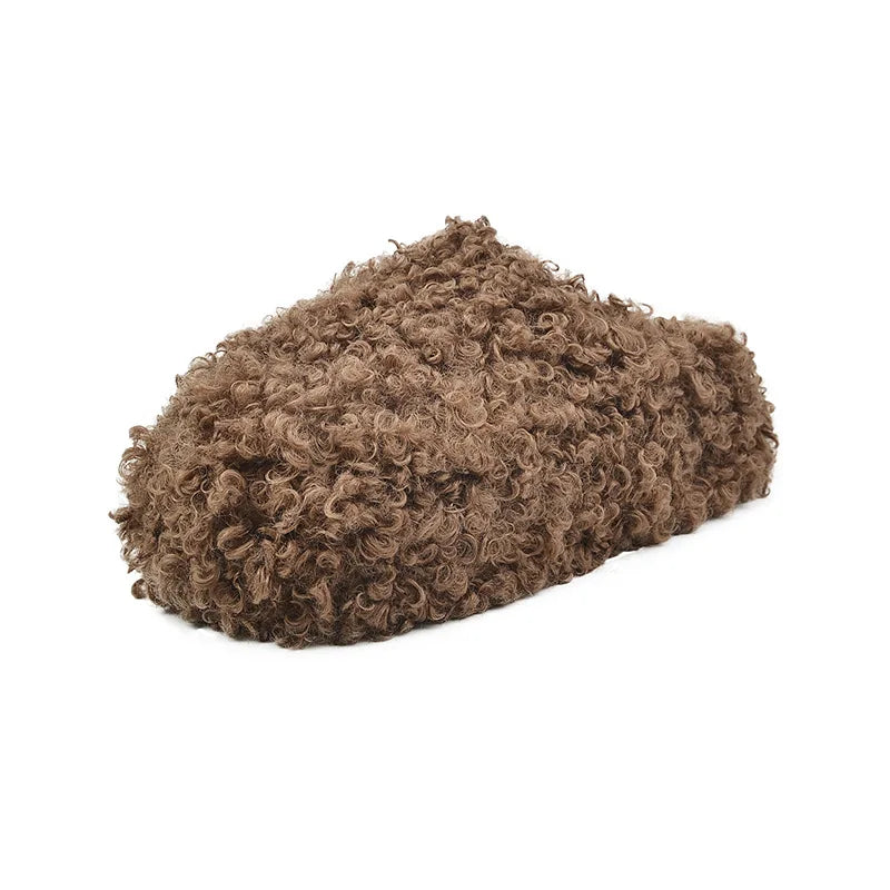 Women's Plush Flock Slippers – Hoof Heels Closed Toe Slides Women's Slippers Axl brown 36