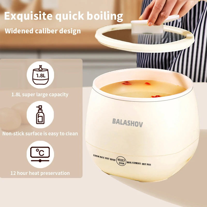 BALASHOV 1.8L Portable Rice Cooker – Non-Stick, Dorm & Travel Rice Cooker Axl