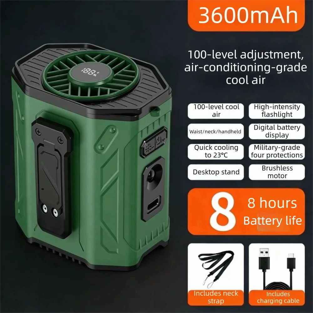 Rechargeable Waist Clip Fan – 100-Speed Wearable Neck & Belt Fan Wearable Clip Fan Axl