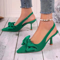 Women's Stiletto Heel Sandals with Bow – Suede, Sizes EU 33–45 Stiletto Heel Sandals Axl 39 green