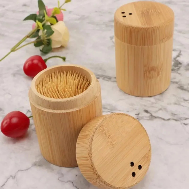 Bamboo Toothpick Holder Dispenser – Dustproof Storage Box Toothpick Holder Axl