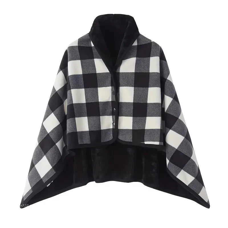 Wearable Plaid Fleece Blanket with Button | Warm Cozy Throw Wearable Fleece Blanket Axl C 100X140CM