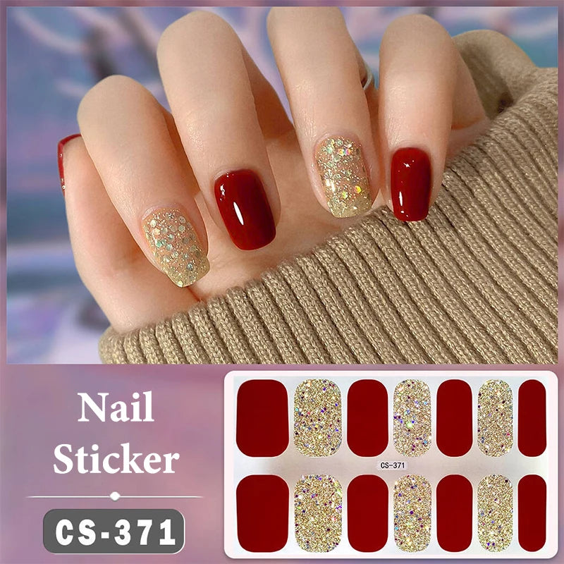 Waterproof Full Cover Nail Wraps – No-Lamp Nail Stickers 14pc