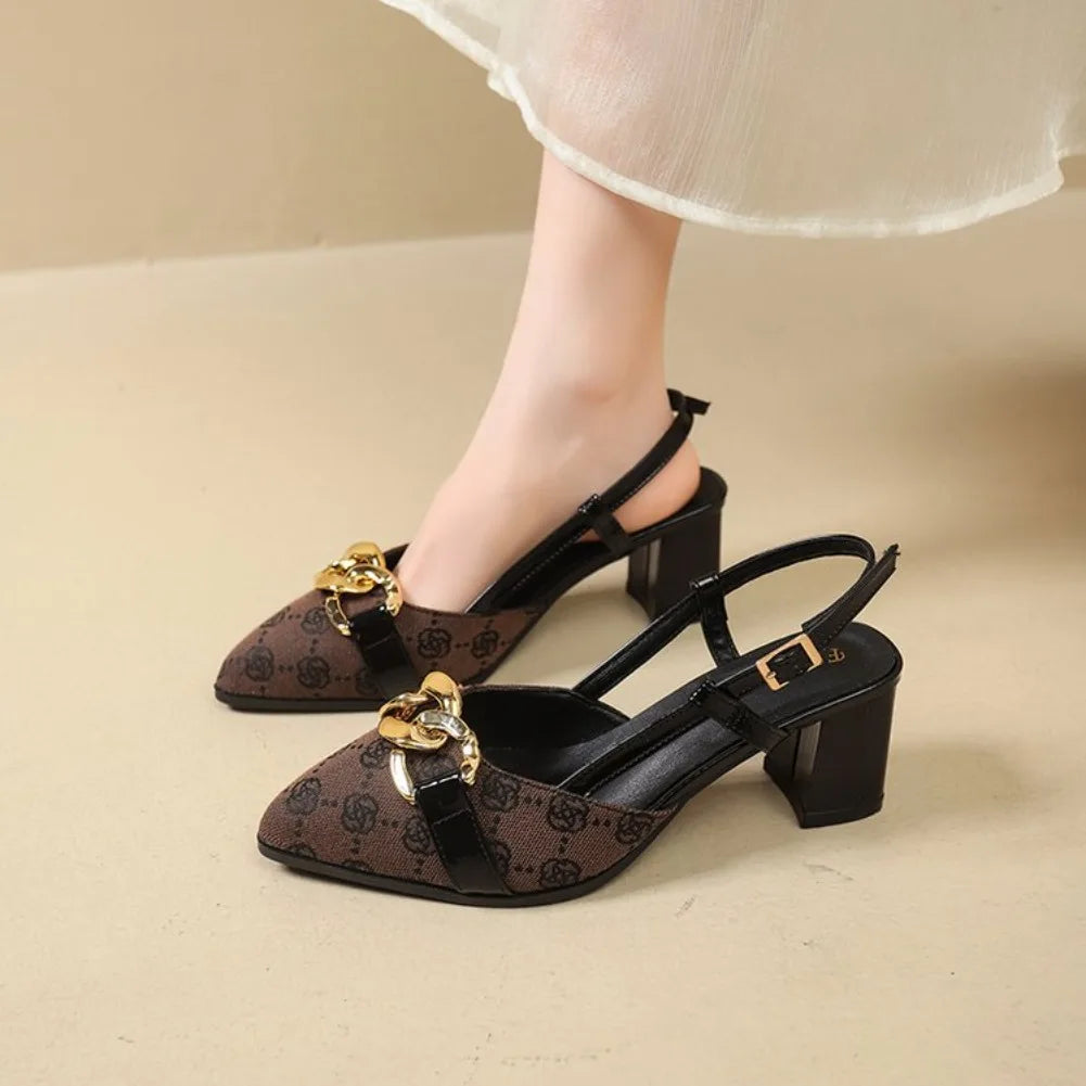 VKJF Women's Pointed Toe High Heel Sandals – Metal Buckle High Heel Sandals Axl 42 black