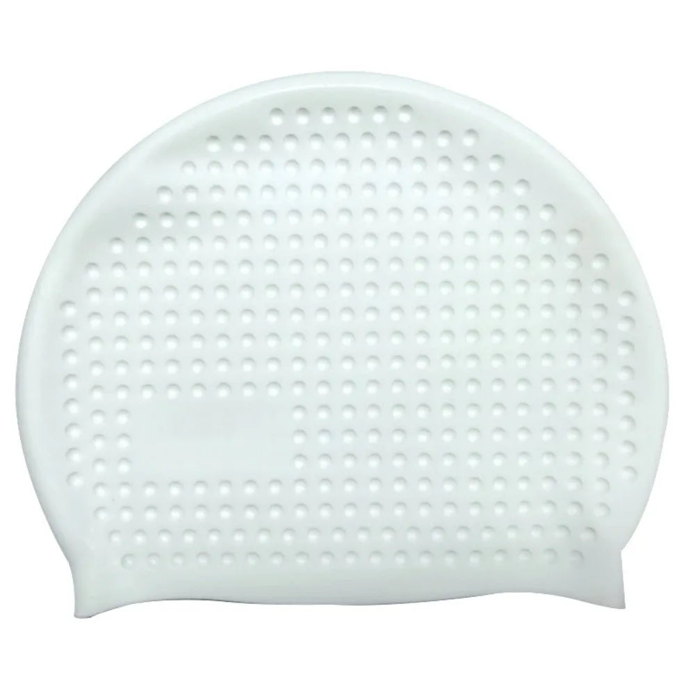 Non-Slip Silicone Swim Cap – Plus Size Waterproof Bathing Cap Silicone Swim Cap Axl White