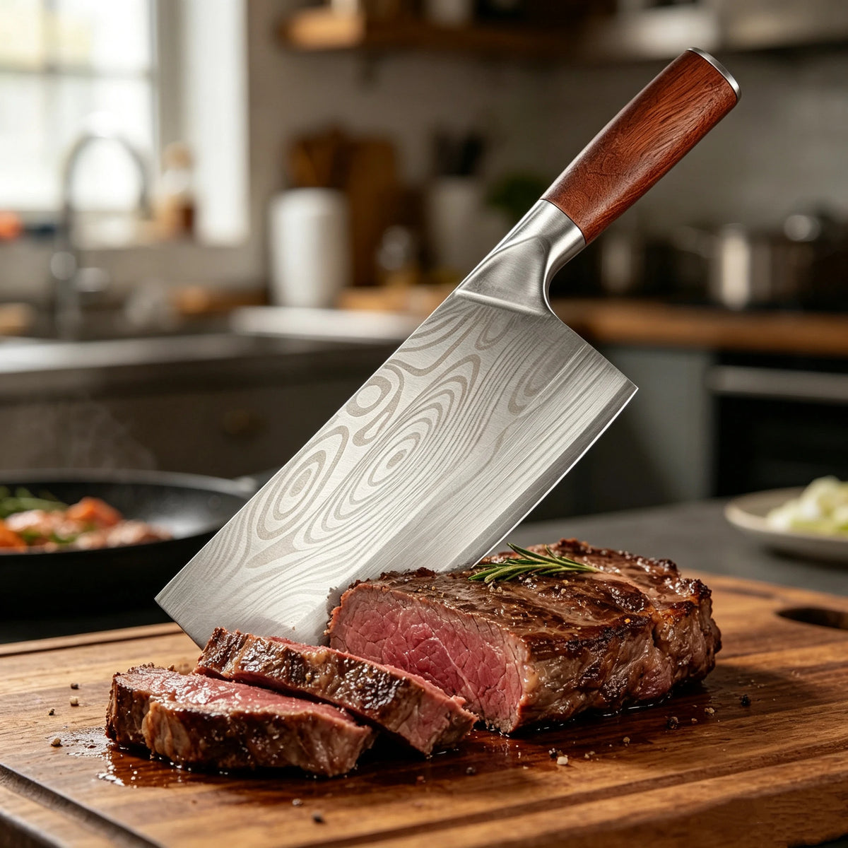 SHENJIU Cleaver Knife – Stainless Steel Blade & Wood Handle Kitchen Cleaver Knife Axl