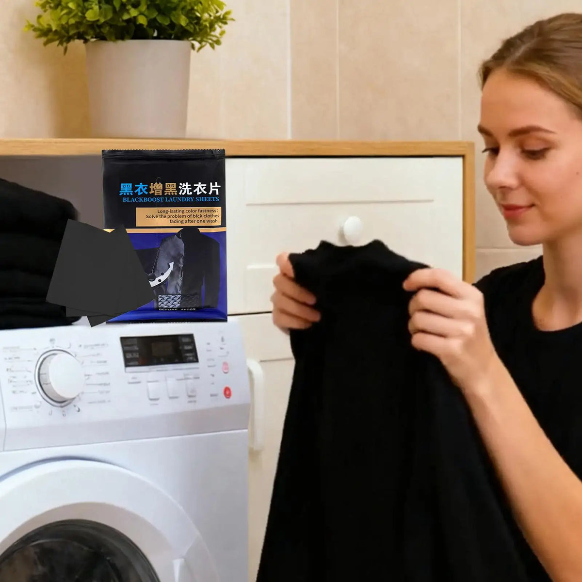 50-Pack Black Clothing Color Restorer Laundry Sheets Laundry Color Sheets Axl