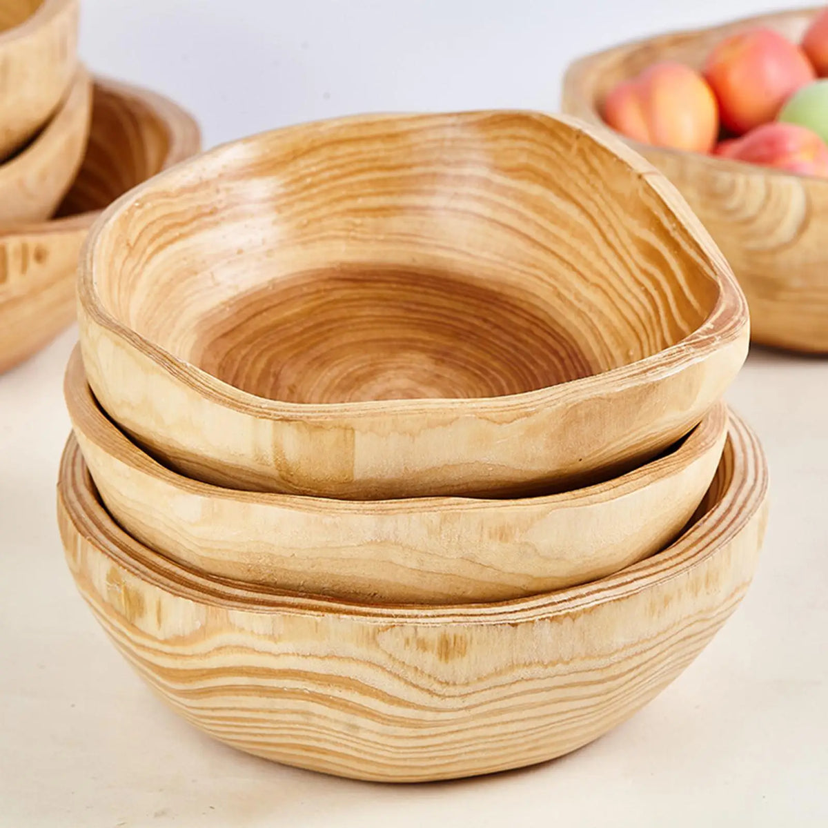 Bamboo Wooden Salad Bowl – Serving, Fruit & Organizer Tray Wooden Serving Bowl Axl