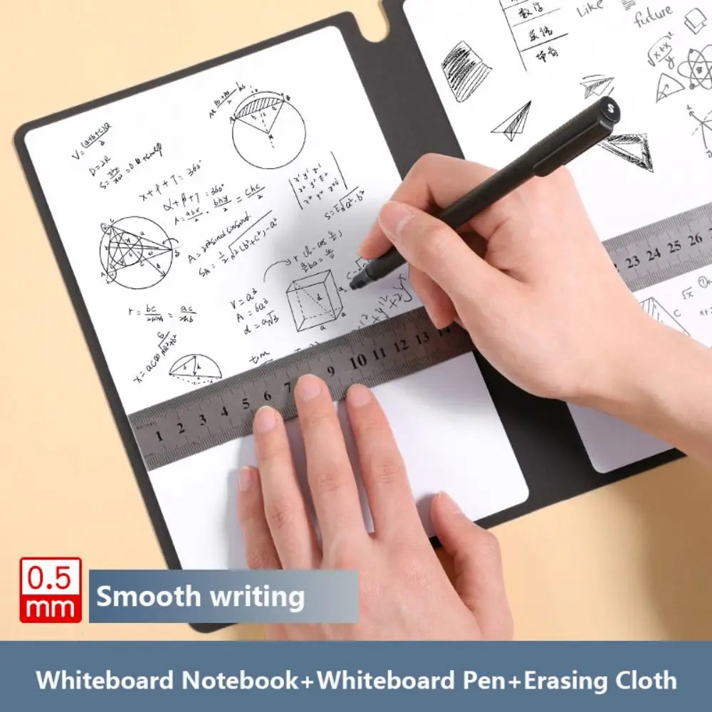 A5 Leather Reusable Whiteboard Notebook with Pen & Eraser Reusable Whiteboard Notebook Axl