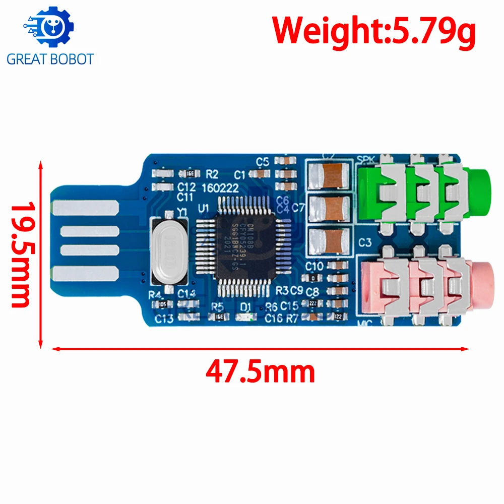 CM108 USB External Sound Card – Driver-Free for Laptop & PC USB Sound Card Axl