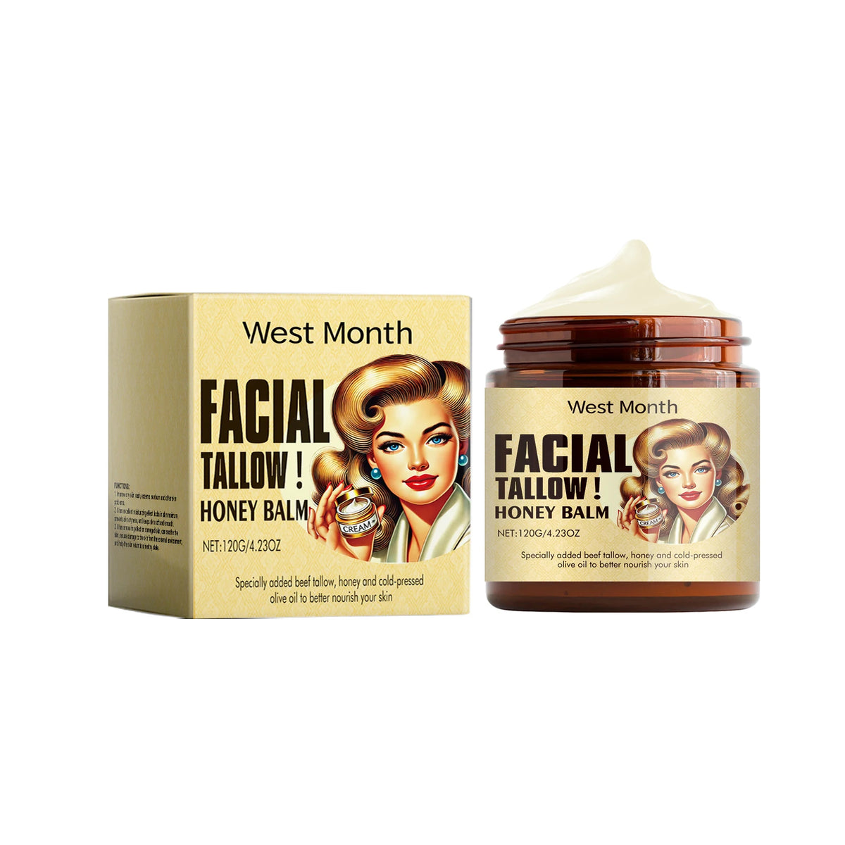 Grass-Fed Beef Tallow Face Cream – Moisturizing & Firming Face Moisturizer Cream Axl 1 PCS