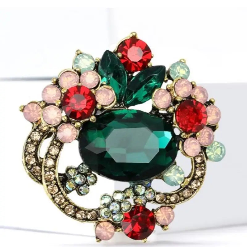 Crystal Flower Brooch – Elegant Floral Pin for Women Crystal Brooch Pin Axl A2