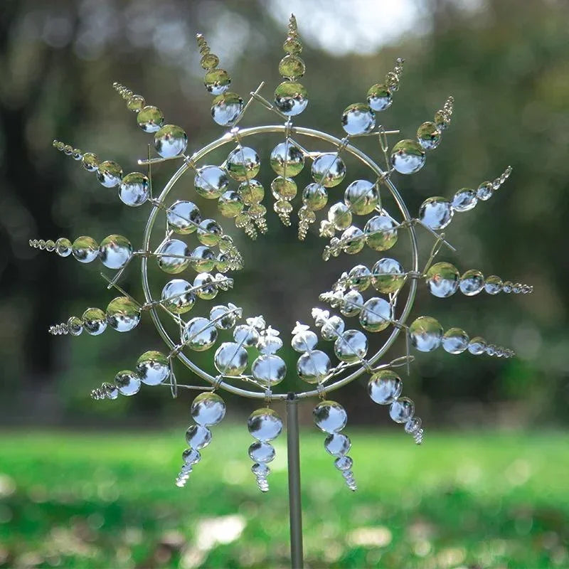 Metal Garden Windmill Wind Spinner – Rotating Outdoor Sculpture Garden Wind Spinner Axl