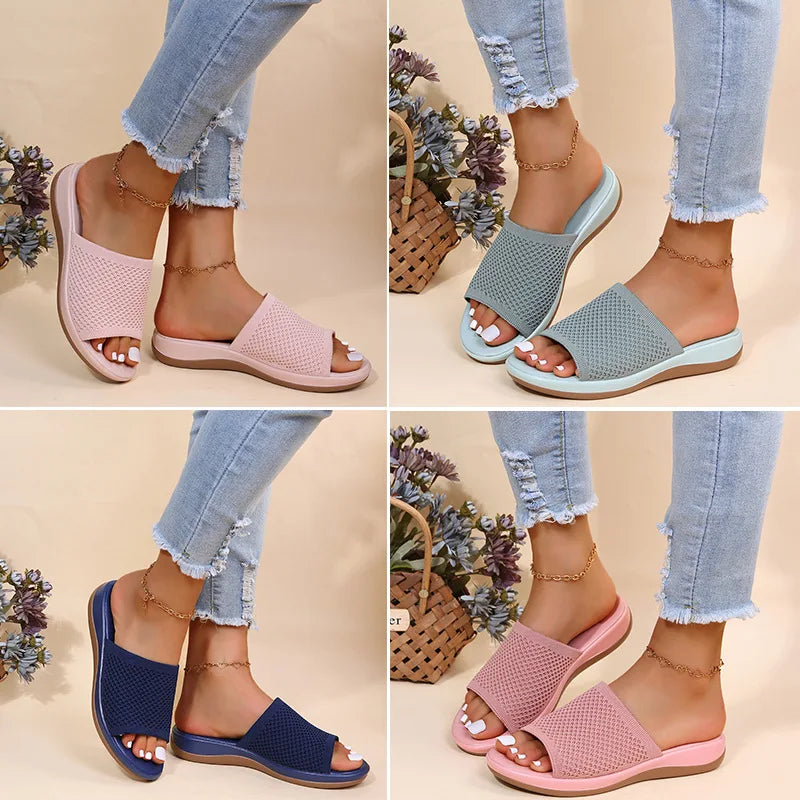 Women's Elastic Roman Flat Sandals – Casual Beach Slide Slippers Flat Slide Sandals Axl