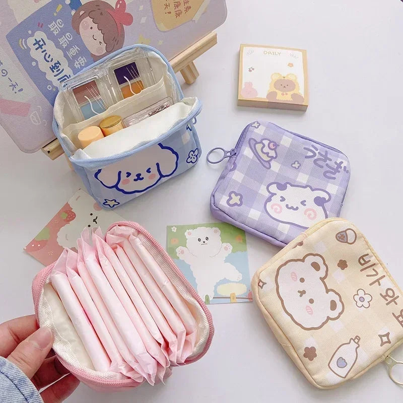 Cute Bear Canvas Organizer Pouch – Mini Multi-Purpose Bag Mini Organizer Pouch Axl