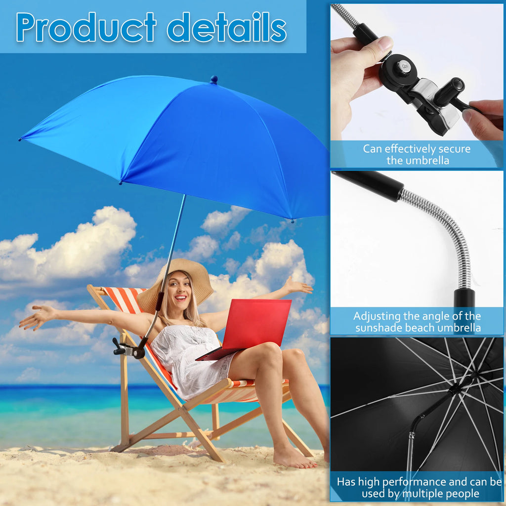 360° Adjustable Clamp Shade Umbrella – Beach, Camp & Wheelchair Clamp Shade Umbrella Axl