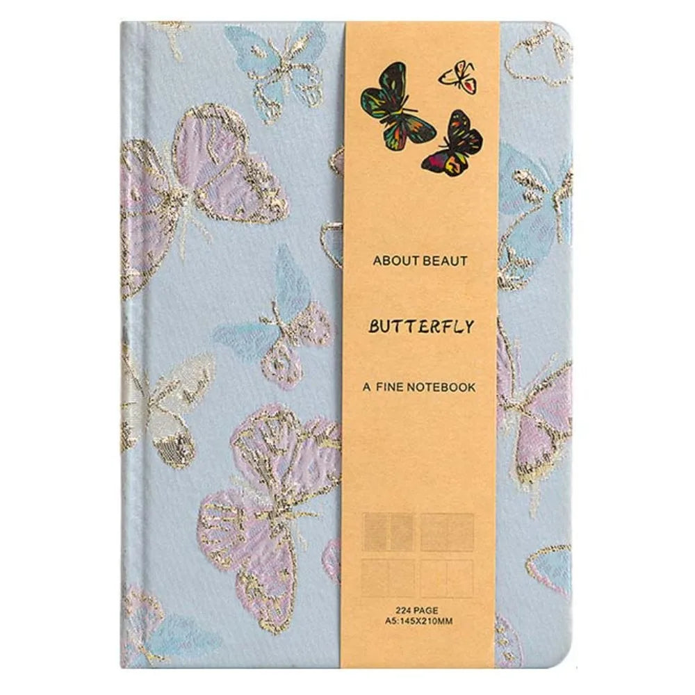 Embroidered Flower PU Leather Journal A5 Weekly Agenda Notepad Embroidered Leather Journal Axl Blue