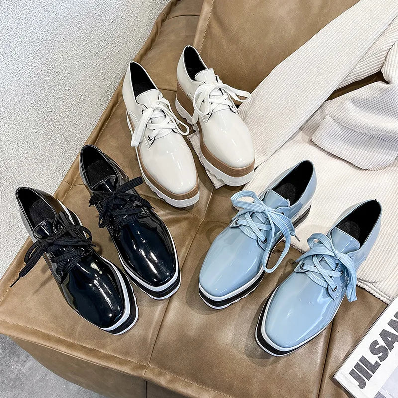 Women's Flat Platform Brogue Creeper Sneakers – Thick Sole Platform Sneakers Axl