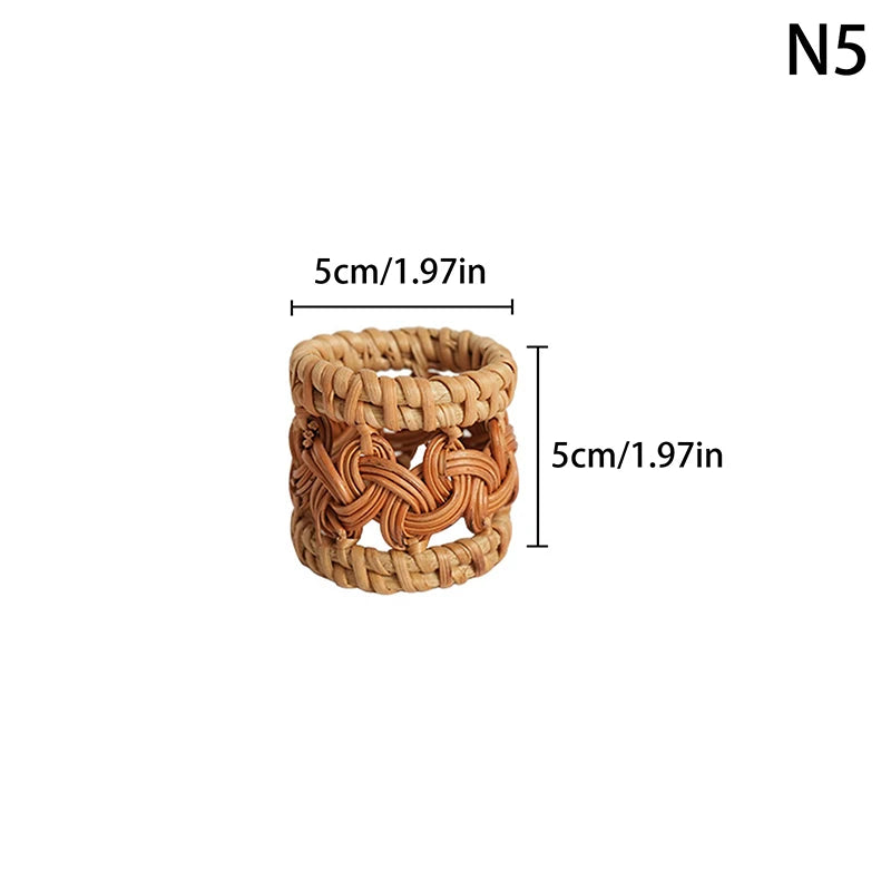 Handmade Rattan Napkin Rings | Rustic Woven Table Decor Rattan Napkin Rings Axl 5