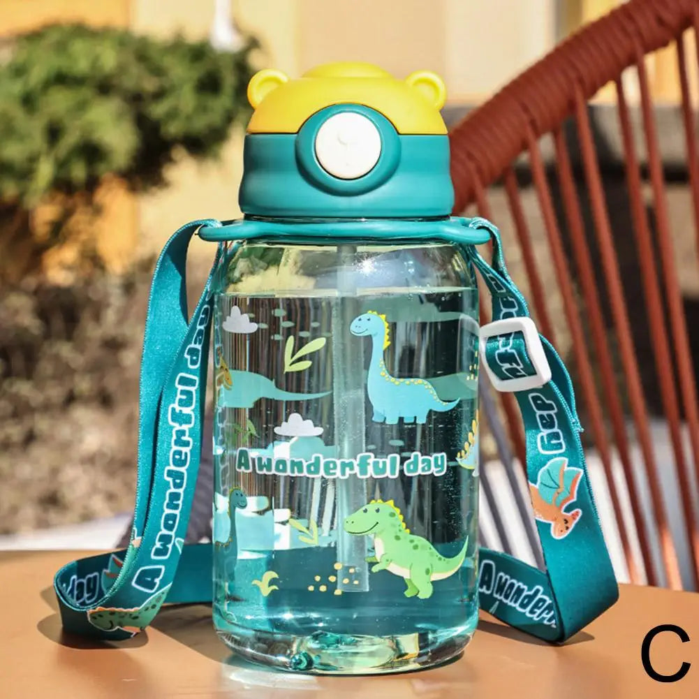 Kids 650ml Leakproof Water Bottle with Straw | Cartoon Cup Kids Water Bottle Axl green 601-700ml