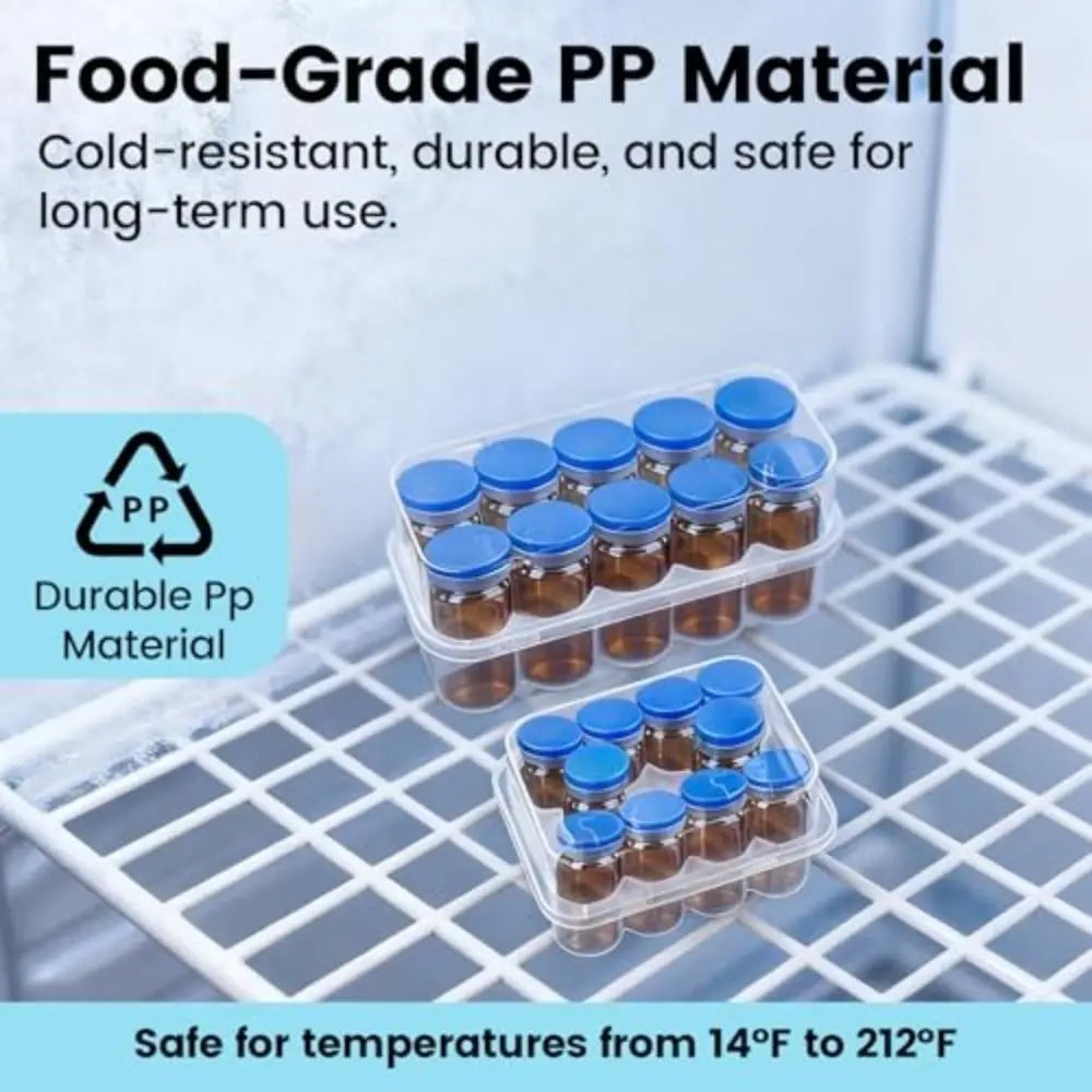 10-Slot Vial Storage Box – Stackable Fridge & Freezer Organizer Vial Storage Case Axl