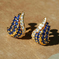 Huitan Teardrop CZ Stud Earrings – Gold Tone Blue & White Stud Earrings Axl E6286