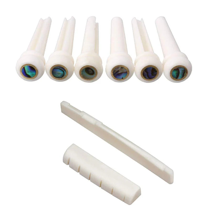 Acoustic Guitar Bridge Pins & Nut Set – Ivory ABS Replacement Guitar Bridge Pins Set Axl