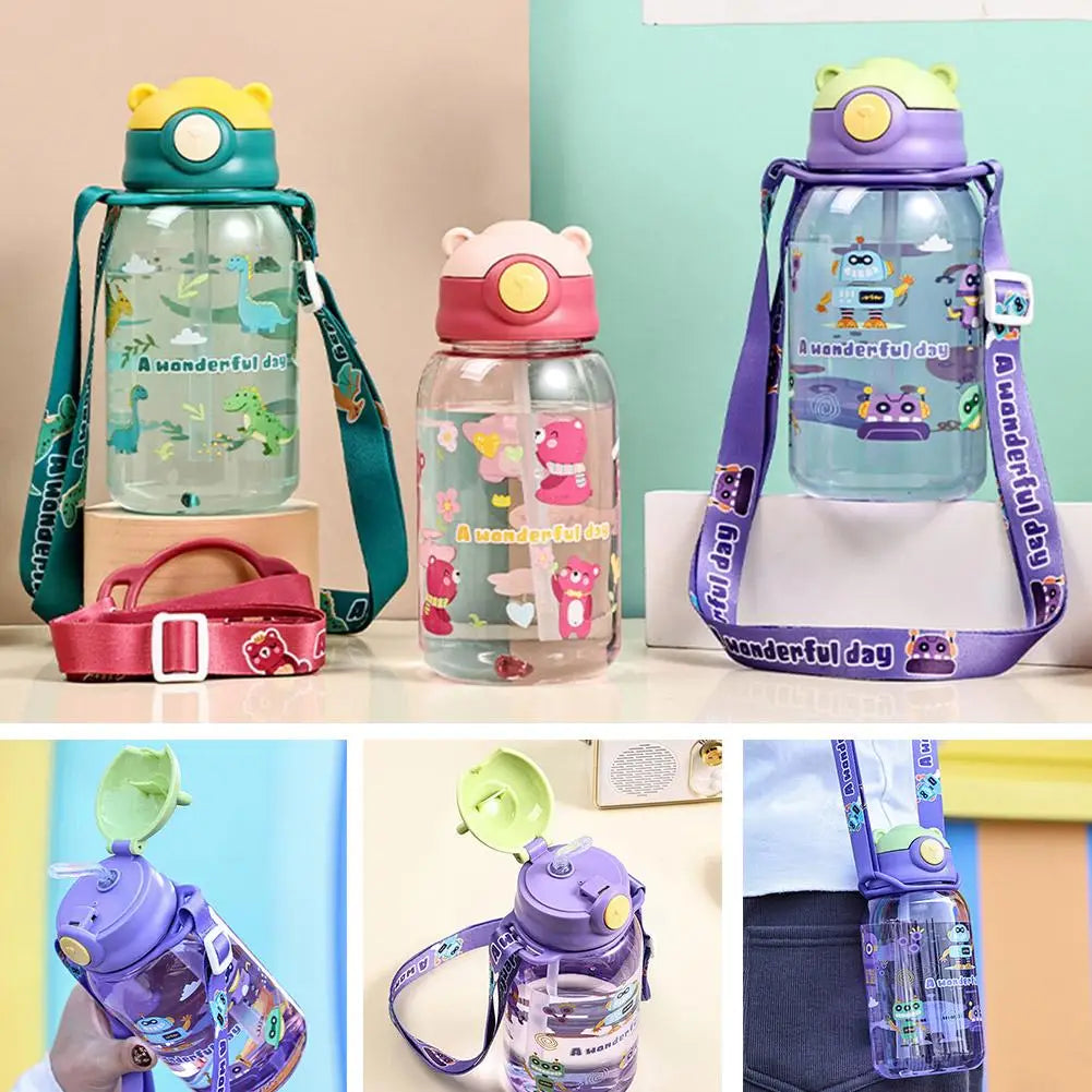 Kids 650ml Leakproof Water Bottle with Straw | Cartoon Cup Kids Water Bottle Axl
