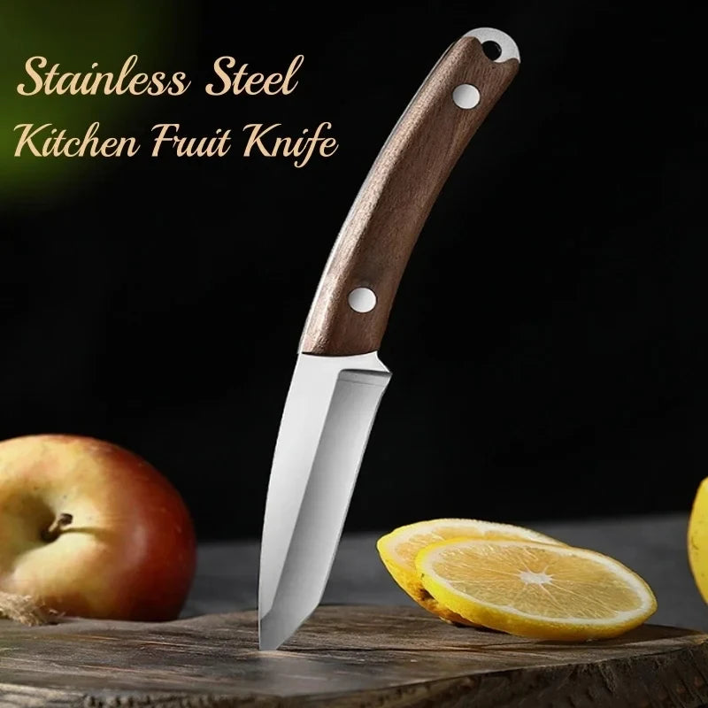 Sharp Fruit & Kitchen Knife – Stainless Steel, Wood Handle Fruit Kitchen Knife Axl