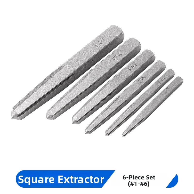 6-Pc Square Groove Broken Screw & Bolt Extractor Set | CR-V Screw Extractor Set Axl