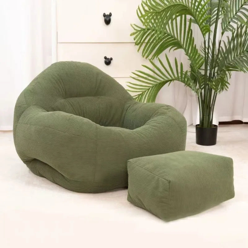 Giant Bean Bag Sofa – Corduroy Pouf Couch with Ottoman Bean Bag Sofa Axl