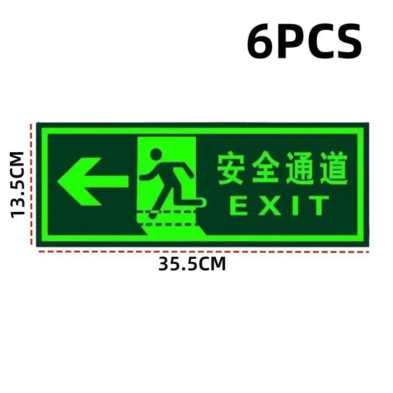 Glow in the Dark Exit Floor Stickers – Evacuation Signs 2/6 Pack