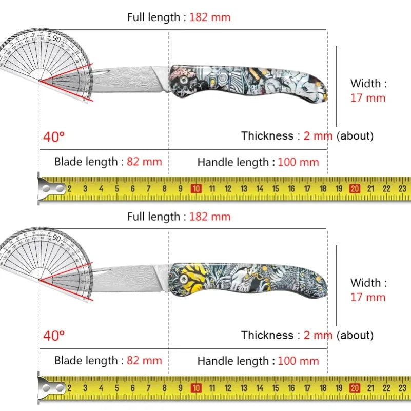 Damascus Steel Folding Pocket Knife – Sharp Blade, Resin Handle Folding Pocket Knife Axl
