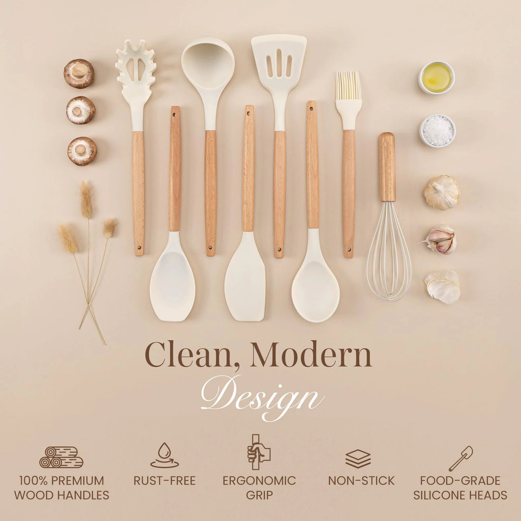 10-Piece Kitchen Silicone Utensil Set – Spatula, Ladle & More Kitchen Utensil Set Axl