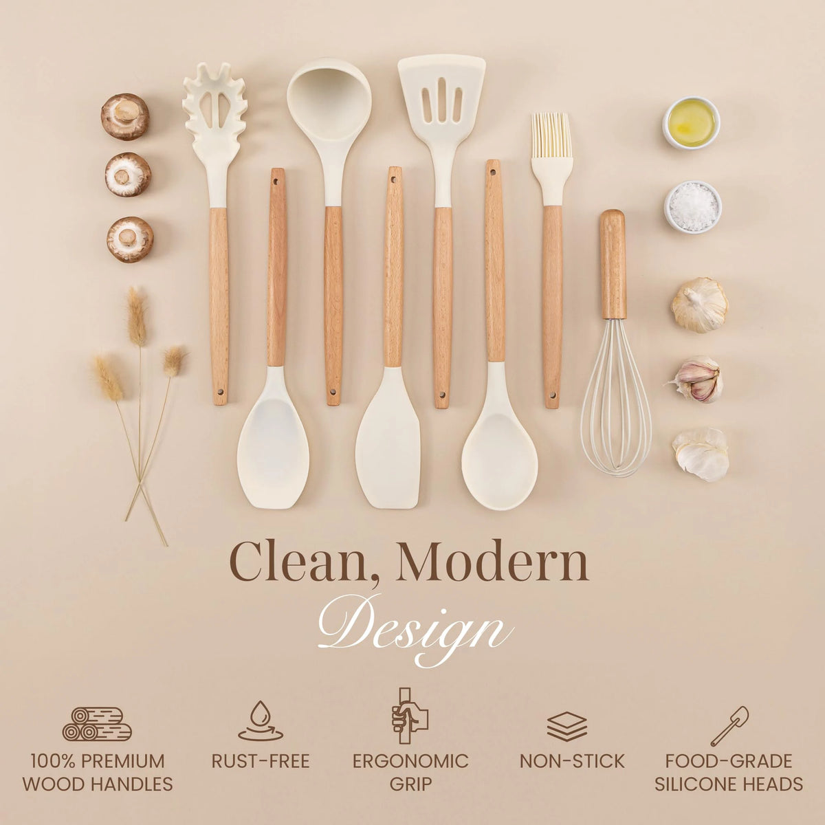 10-Piece Kitchen Silicone Utensil Set – Spatula, Ladle & More Kitchen Utensil Set Axl