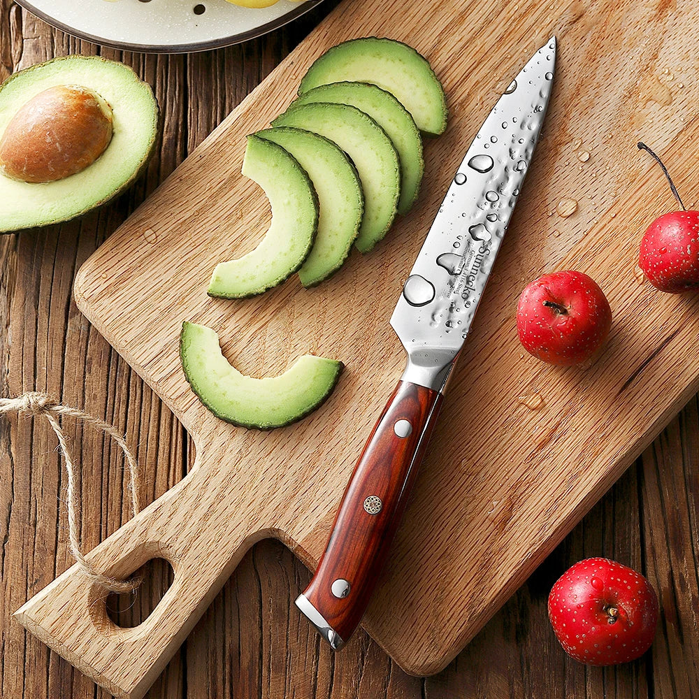 Sunnecko 6-Pc Steak Knife Set – Carbon Steel & Pakkawood Steak Knife Set Axl