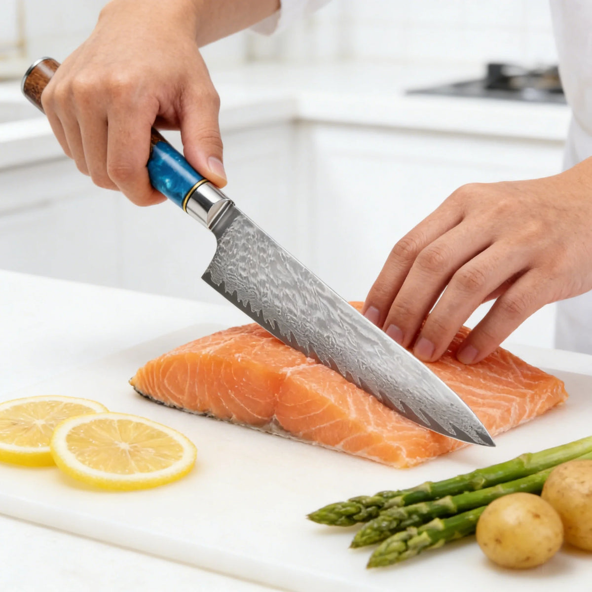 67-Layer Damascus Steel Kitchen Knife Set – Chef & Santoku Kitchen Knife Set Axl