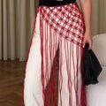 Netted Fringe Waistband – Handwoven Bikini Cover-Up Skirt Fringe Waistband Skirt Axl Red