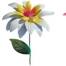 Rustproof Metal Flower Garden Stakes – Colorful Yard Lawn Art Garden Stake Decor Axl White