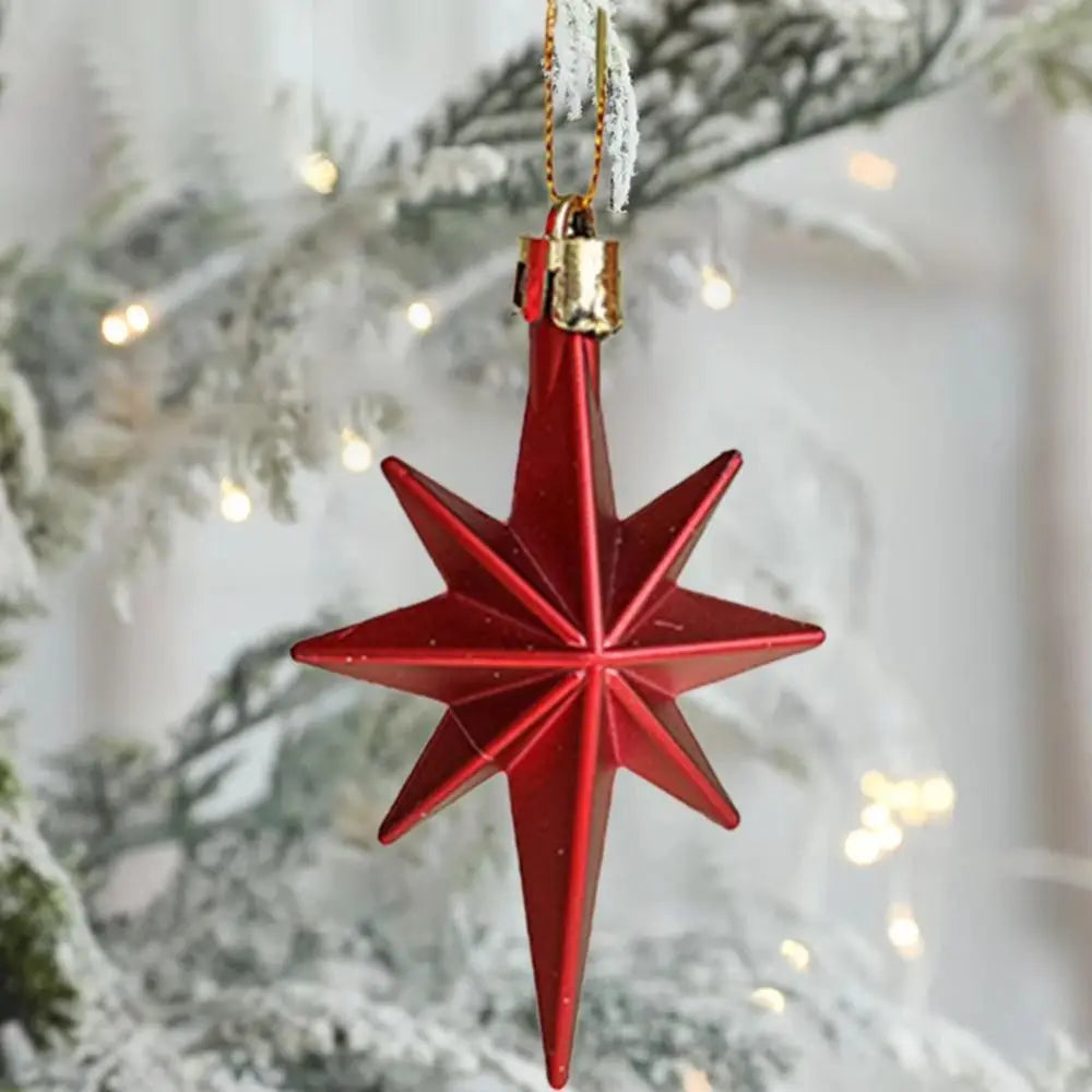 12-Pack Glitter Star Christmas Ornaments – Gold Silver Red Christmas Tree Ornaments Axl