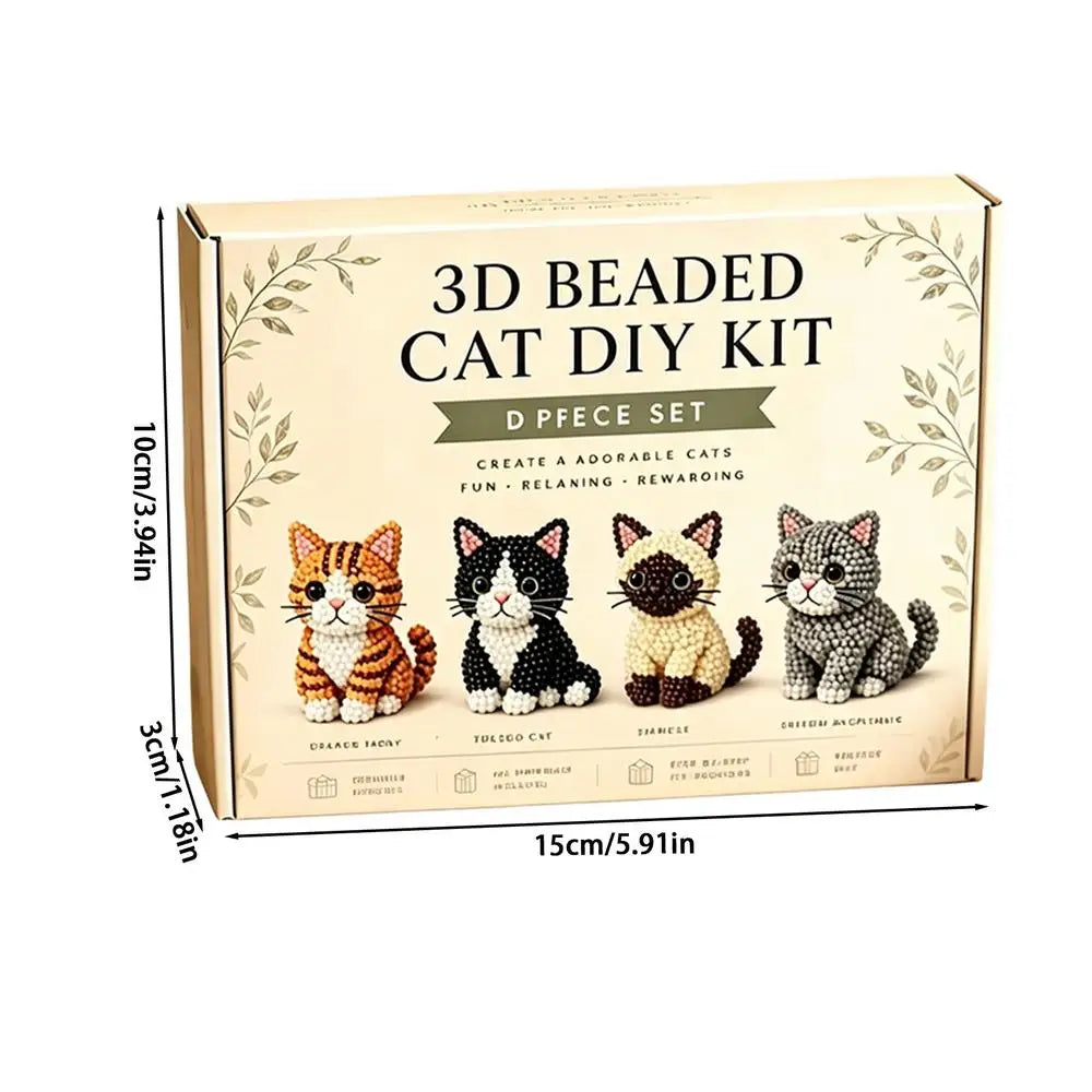 3D Cat DIY Beading Kit – Beginner Animal Bead Craft Set DIY Bead Craft Kit Axl B