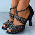 Women's Rhinestone Stiletto Sandals – Ankle Strap Party Heels Stiletto Sandals Axl 38 black 7cm