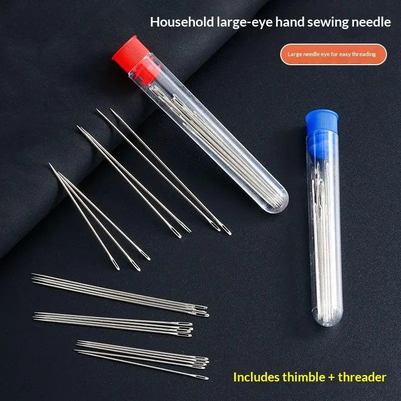 Stainless Steel Sewing Needles Kit with Threader & Storage Tube Sewing Needle Kit Axl
